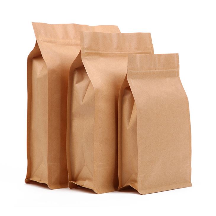 Kraft de hârtie Stand Up Bag de cafea cu fermoar