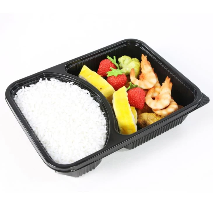 2 compartiment din plastic container alimentar de unică folosință Lunch Box