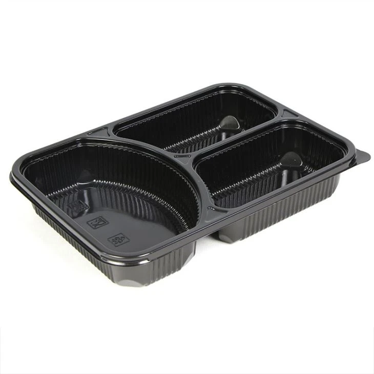 Disposable Bento Box PP 3 Compartment Food Containers With Lid