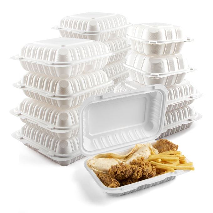 Recipient de mâncare din PP, termoformat, de 9 x 6 inch, pentru microunde, de unică folosință, cutii de prânz bento din plastic