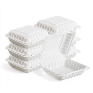 8x8inch Chips de pui prăjit Ambalare Container biodegradabil pentru alimente Cutie de prânz de unică folosință PP Cutie cu balamale pentru cuptor cu microunde
