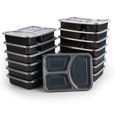 Recipient din plastic pentru prepararea mesei cu 3 compartimente
