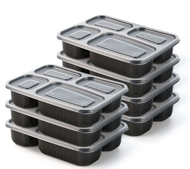 Recipient alimentar cu 4 compartimente, rezistent la scurgeri