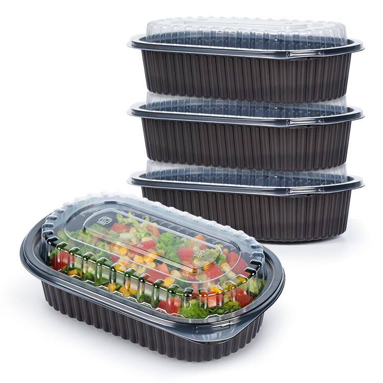 Recipiente din plastic negru pentru mâncare